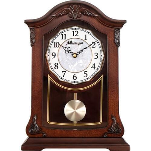 Living Room Simple Vintage Table Clock European Retro Large Table Watch Mute Solid Wood Desk Pendulum Clock American Ornaments