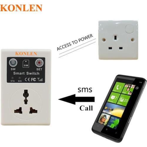 Gsm Power Socket Switch Based Sim Card Sms Call Remote Control for Smart Home Automation KONLEN