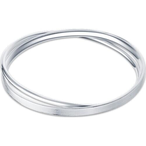 SA SILVERAGE 999 Silver 18.6g Twin Series S999 Double Bracelet Female Sterling Elegant Silver Bangle For Women Lady Fine Jewelry