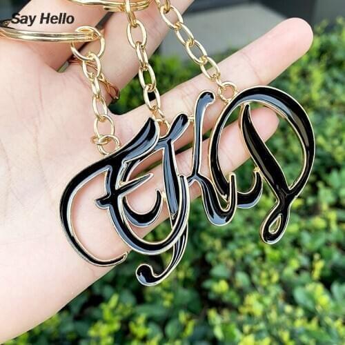 SAY HELLO 1pc 26 Letters Metal Keychains DIY A-Z Letters key Chain Car Key Ring Simple Letter Name Key Holder Unisex Gift A10123