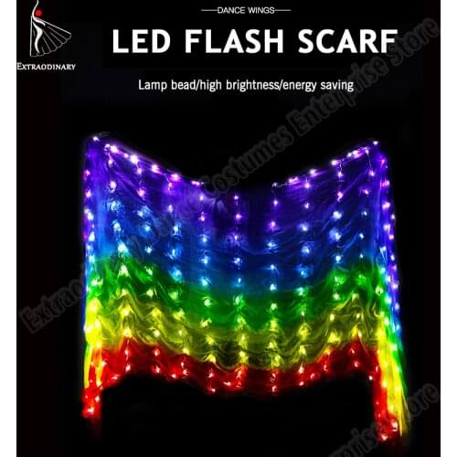 New Belly Dance LED 100% Veils Light Silk Performance Props Accessories 200 Pieces Rainbow Colored Rectangle LED Veil Silk