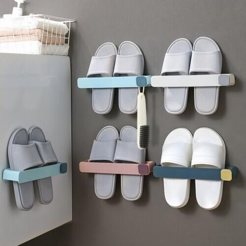 Folding Slipper Rack Shoes Holder Wall Mount Slippers Holder Storage For Bathroom And Living Room Home Deco