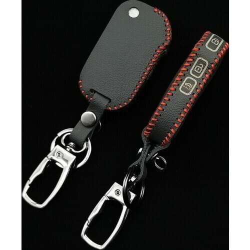 Stylish 100% Leather Car Key Case Cover Bag for Kia Cerato Sportage Ceed Sorento K900 Stinger 2017 2018 2019 3 Buttons Folding