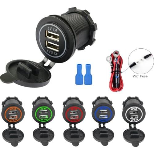 Universal Car Charger Vehicle DC12V-24V Waterproof Dual USB Charger 2 Port Power Socket 5V 4.2A Output Cigarette Lighter in Car