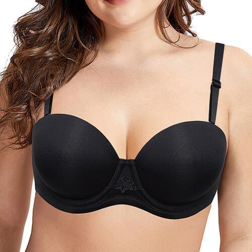 YANDW Quality Black Sexy Bras For Women Bralette Wedding Anti-slip Push Up Unlined Underwire B C D E F G H 32 34 36 38 40 42 44