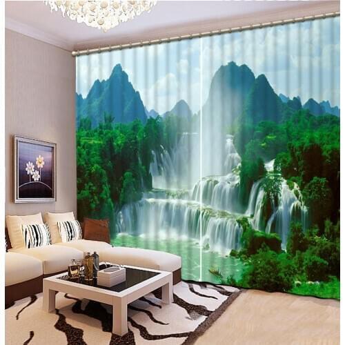 3d blackout curtain Green nature waterfall curtain photo printing for living room bedroom balcony decoration Blackout