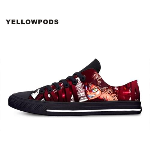 Womens Flats Classic Canvas Shoes Black Clover Anime Hot CoolAsta Custom Logo Image Printing Mesh Breathable Outdoor Shoes