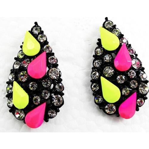 Non-discolouring Design Lady Bib Statement clear crystal long Ear earring hot e49