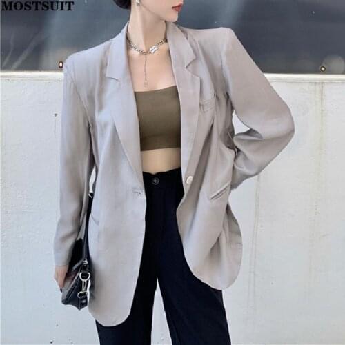 2021 Autumn Chic Stylish Women Blazer Suit Full Sleeve One-button Solid Loose Coat Jacket High Street Fashion Female Tops