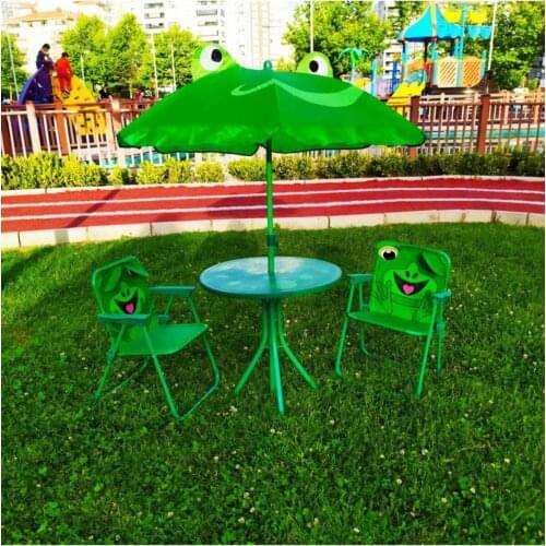 Umbrella Kids Garden & beach & balcony & picnic folding Table Chair Umbrella Green Frog Set