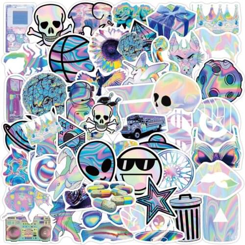 10/30/50PCS Mixed VSCO Holographic Laser Cartoon Stickers Laptop Guitar Luggage Phone Waterproof Graffiti Sticker Decal Kid Toy