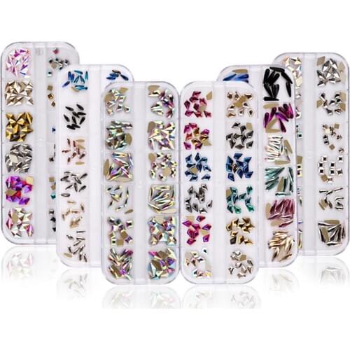 120Pcs 3D Nail Art Glass Rhinestones Flatback Glitter Diamonds Kit Tips Decor