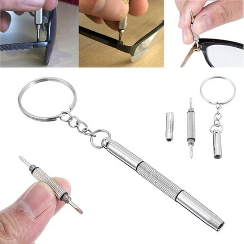 3 in 1 Eyeglasses Screwdriver Glasses Sunglasses Watch Screwdriver Portable Hand Tools Repair Kit Tool Keyring
