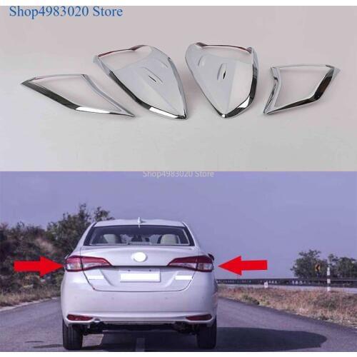 For Toyota Vios XP150 2019 ABS Chrome Styling Rear Tail Light Lamp Decoration Sticker Cover Trim Exterior Accessories 4PCS