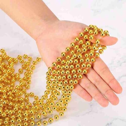5m Electroplated Connection Bead Chain 5mm Gold and Silver Round Beads Wedding Christmas Decoration Bead Chain