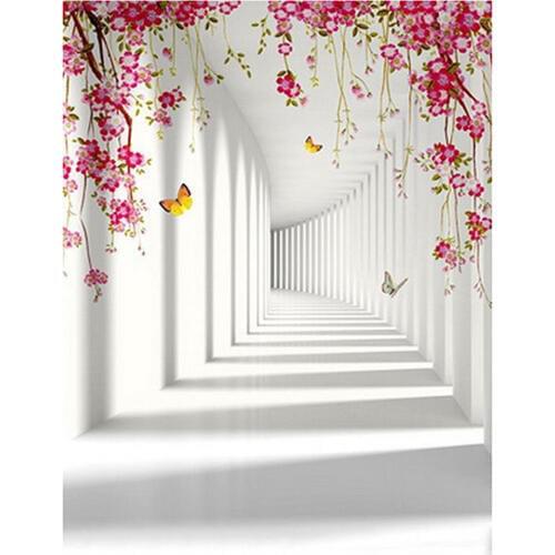 5x7FT White Backdrop Board Photo Background Photography White Studio Cloth Flower Rattan Corridor