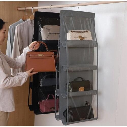 6/8 Pocket Multifunctional Transparent Hanging Storage Door Wall Clear Sundry Dustproof Bag in High-quality Leather with Hanger