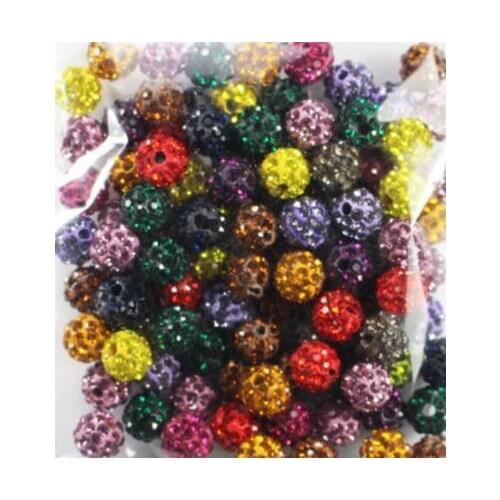 6mm 50pcs/lot mixed white y85456 multicolor Rhinestone round disco ball pave Beads bracelet diy crystal