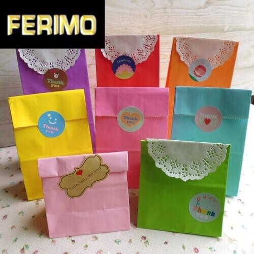 8pcs Solid Color Candy Paper Bags 18x9.5x6cm Party Favor Stand up Bag, Open Top Treat Bag Paper Gift Bag