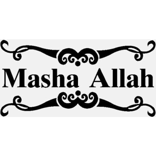 Car Stickers Stylish MASHA ALLAH Car Creative Decorative Decals Are Suitable for Various Models Black/white, 16cm*8cm