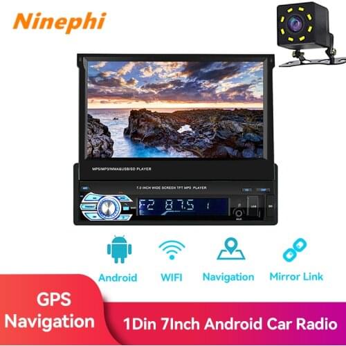 Android 9.0 1Din 2 GB RAM 1 DIN Multimedia Player 7'' Universa Retractable Screen Car Radio WiFi MP5 Car GPS Navigation DVD
