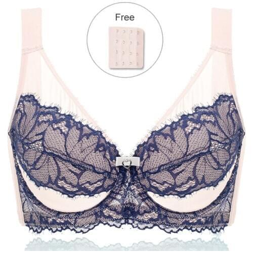 Push Up Bras for Women Plus Size Full Coverage Non Padded Underwire Lace Embroidery Minimizer Bra Female Lingerie 38 40 42 F G H