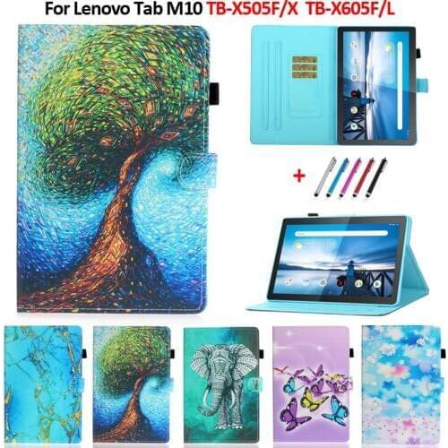 Tablet Cover For Lenovo M10 Case 10 1 Elephant Tree Butterfly Leather Case Coque For Lenovo Tab M10 tb x605f x605 x505x x505f