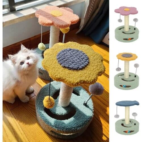 Cat Tree Tower Sisal Cat Scratch Board Climbing Post for Small Cats Kitten Shelf Wear-resistant Scratching Claw Grinder Cat Toys