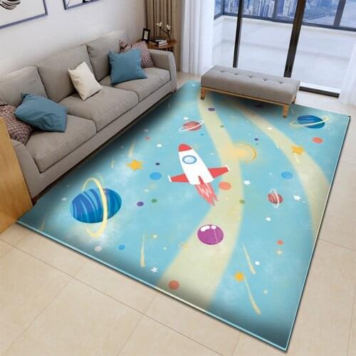 Good Quality Rug Childrens Flannel Carpet Rug Cartoon Rocket Planet For Baby Play The Childrens Round Carpet In Room