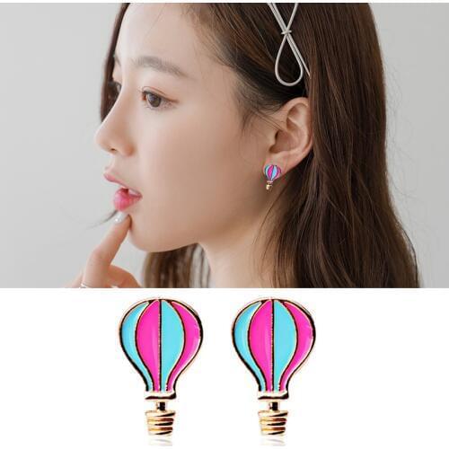 JIOFREE Beautiful hot air balloon Zinc alloy Clip on Earrings Non Piercing for Girls Cute Small Luxury No Hole Earrings