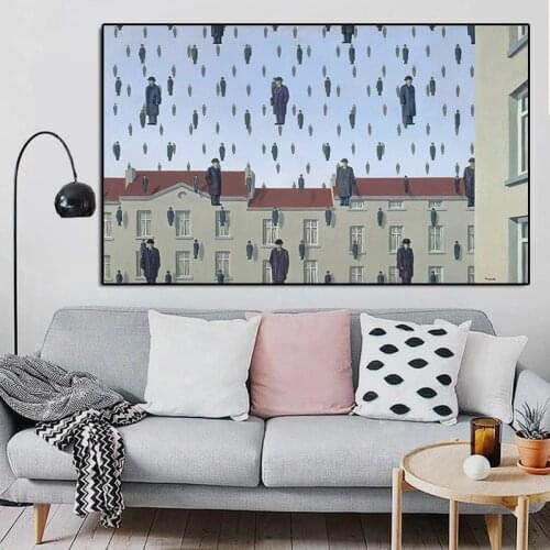 Rene Magritte Golconda 1953 Canvas Painting Moder Posters and Print Wall Art Picture for Living Room Home Decor Cuadros