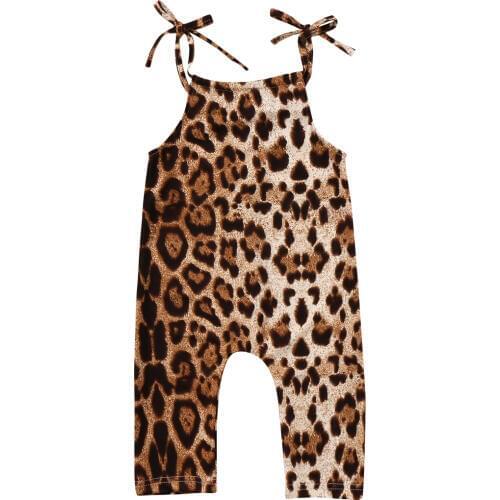 Citgeett Newborn Baby Girls Leopard Sleeveless Braces Romper Jumpsuit Clothes Outfits Summer Cute Sets