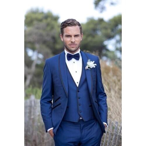 New Royal Blue Wedding Suits For Men Clothes 3 Pieces Men Suit Set Fashion Business Terno Masculino Jacket+Pant+Vest