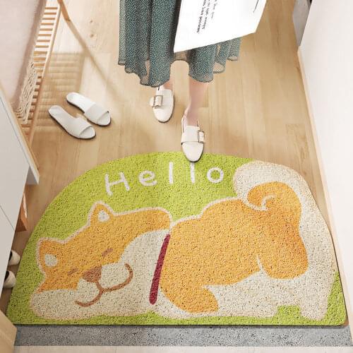 Dust Removal Carpet Cartoon Animal Welcome Mat Sand Scraping Door Entrance Hallway Bath Non-Slip Rug Cute Dog Footpad Doormats