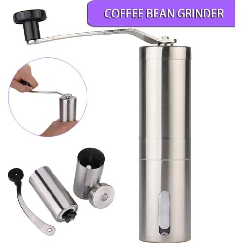 Mini Manual Coffee Grinder Silver Portable Stainless Steel Handmade Coffee Bean Burr Grinders Mill Home Coffeeware Grinding Tool