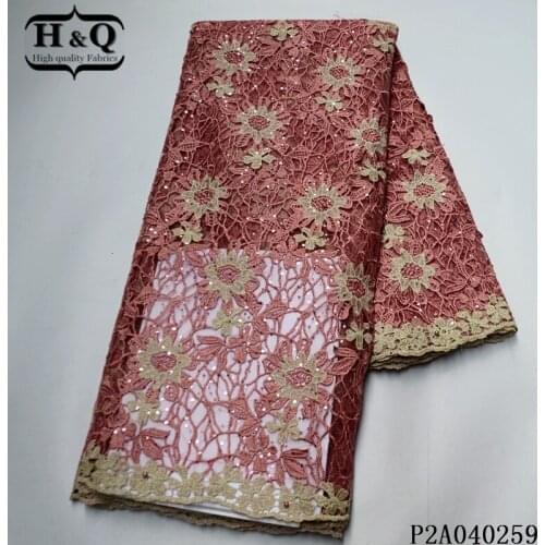 H&Q fashion african lace fabric with beads french sequins mesh tulle newest nigerian net material for women sewing party dress