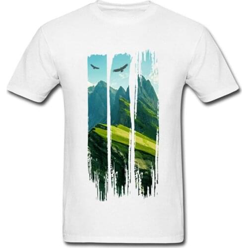 Man T Shirts Mountain Landscape Custom T Shirt Picturesque Views Guinea Pig O-Neck Little Big Tee-Shirt Tour Thanksgiving Day