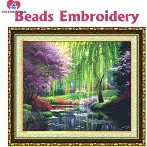 56cm x 48cm Accurate printing beads embroidery kit landscape trees Full beadwork home decor crafts needlework craft
