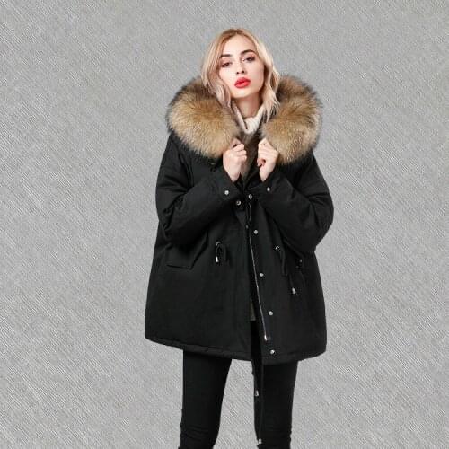 2020 New Winter Womens Jacket Korean Coat Woman Racoon Fur Hooded Down Jackets Loose Parka Chaquetas Mujer KJ718