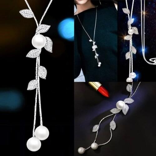 New Hot Fashion elegant Simulated Pearl Choker Necklaces for Women Charm Chain Long Necklace Pendant Jewelry Accessories Trendy
