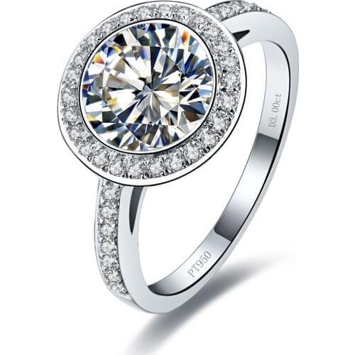 3Carat Solid Gold 18K Round Palmary Design Test Positive Moissanite Engagement Ring Lovely Design Bridal Ring Free Shipping