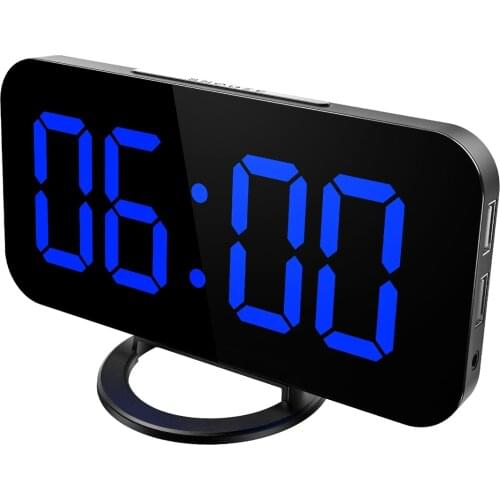ORIA Digital Alarm Clock LED Mirror Alarm Clock Large Display LED Clock Snooze Dual USB Charging Ports 3 Adjustable Brightness
