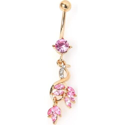 Sexy White Pink Purple Zircon Fashion High Quality Surgical Steel Navel Piercing Belly Button Rings Belly Piercing Body Jewelry
