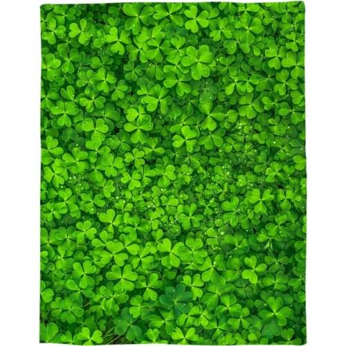 Green Clover Throw Blanket Portable Soft Bedspread Microfiber Flannel Blankets for Beds