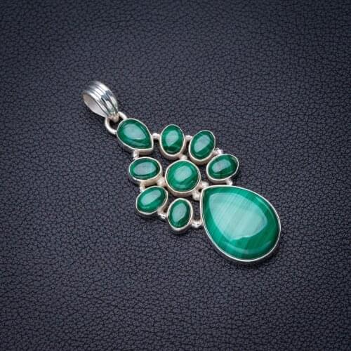 StarGems Natural Malachite Handmade 925 Sterling Silver Pendant 2.25" E3911