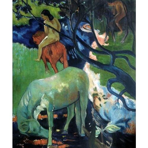 Post-Impressionist Art Landscape Painting El Caballo Blanco (The White Horse), 1898 Paul Gauguin Oil Painting Hand-painted