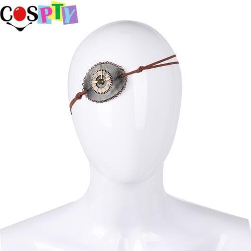 Cospty Halloween Carnival Party PU Leather Steampunk Gear Blinder Gothic Punk Accessory Clock Pirate Costume Eyepatch