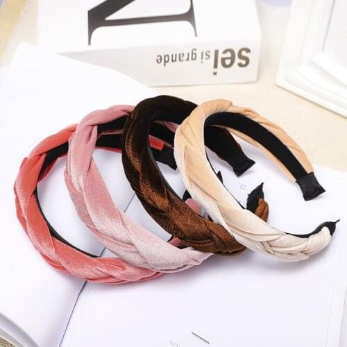 New Flannel Braid Head Band Multicolor Gold Velvet Headbands For Women Simple And Generous Handmade Daily Headwear