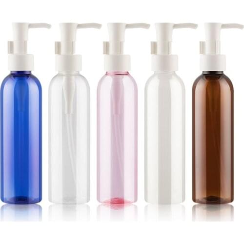 200ml X 24 Clear Brown Blue Empty Pump Bottle for Cosmetic Lotion Liquid Essential Oil Shampoo Portable Travel Refillable Bottle
