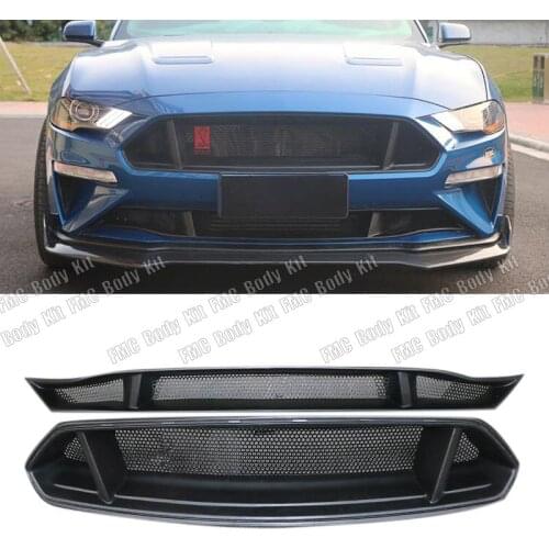 Real Carbon Fiber Car Front Bumper Mesh Grille Grills For Ford Mustang 2018 2019 2020 Car Styling